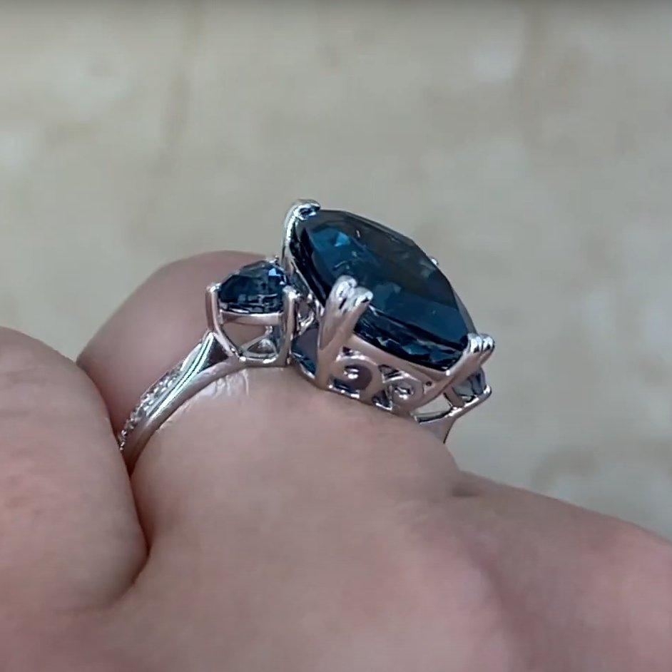 Femenino o masculino Anillo de cóctel de topacio talla cojín (aprox. 9,00 quilates), oro blanco de 14k en venta