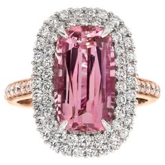 4.72ct Cushion Cut Pink Tourmaline and Diamond Ring