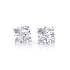 Cushion Cut White Topaz Square Earrings