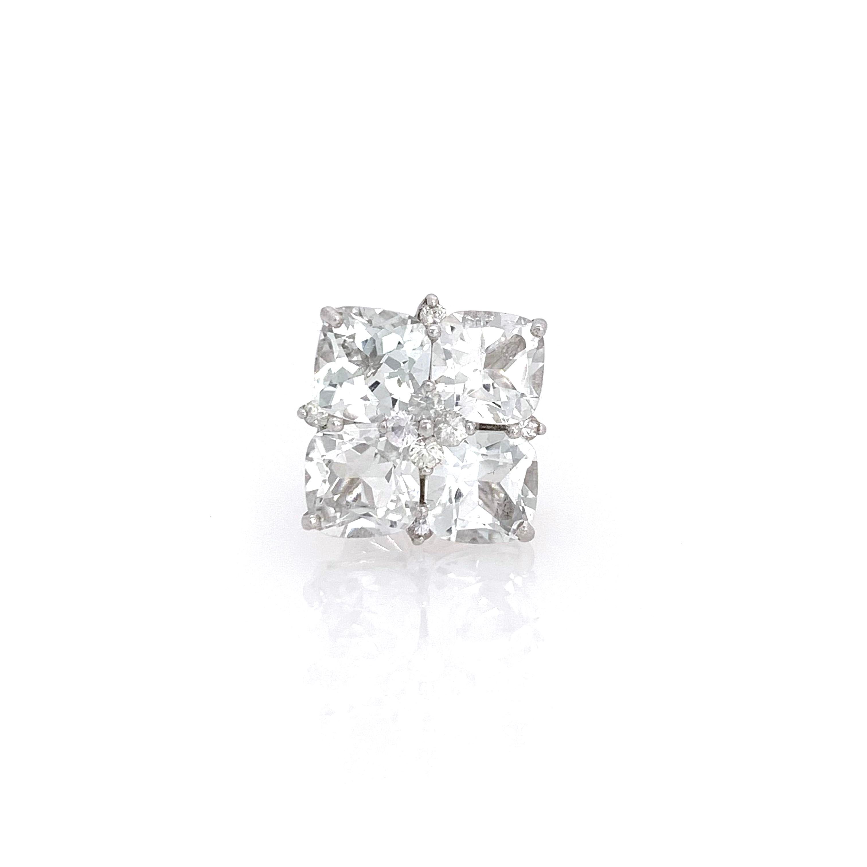 Cushion Cut White Topaz Square Earrings In New Condition In Los Angeles, CA