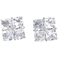 Cushion Cut White Topaz Square Earrings