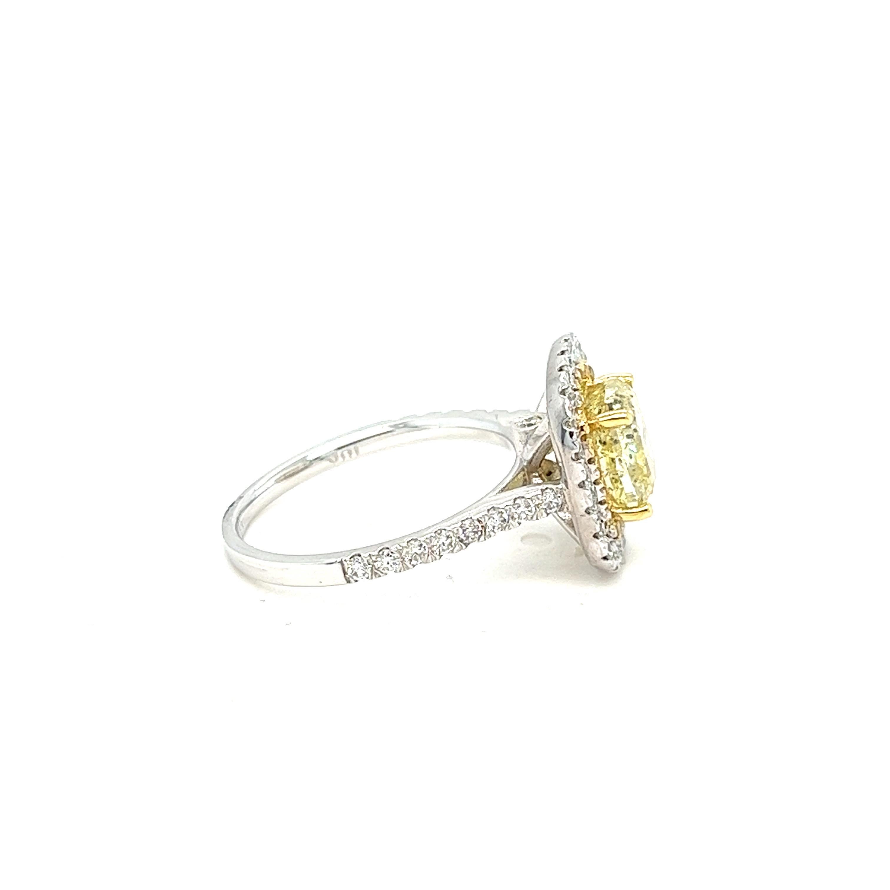 Cushion-Cut Yellow Diamond Halo Engagement Ring, 3.02 ctw. 1