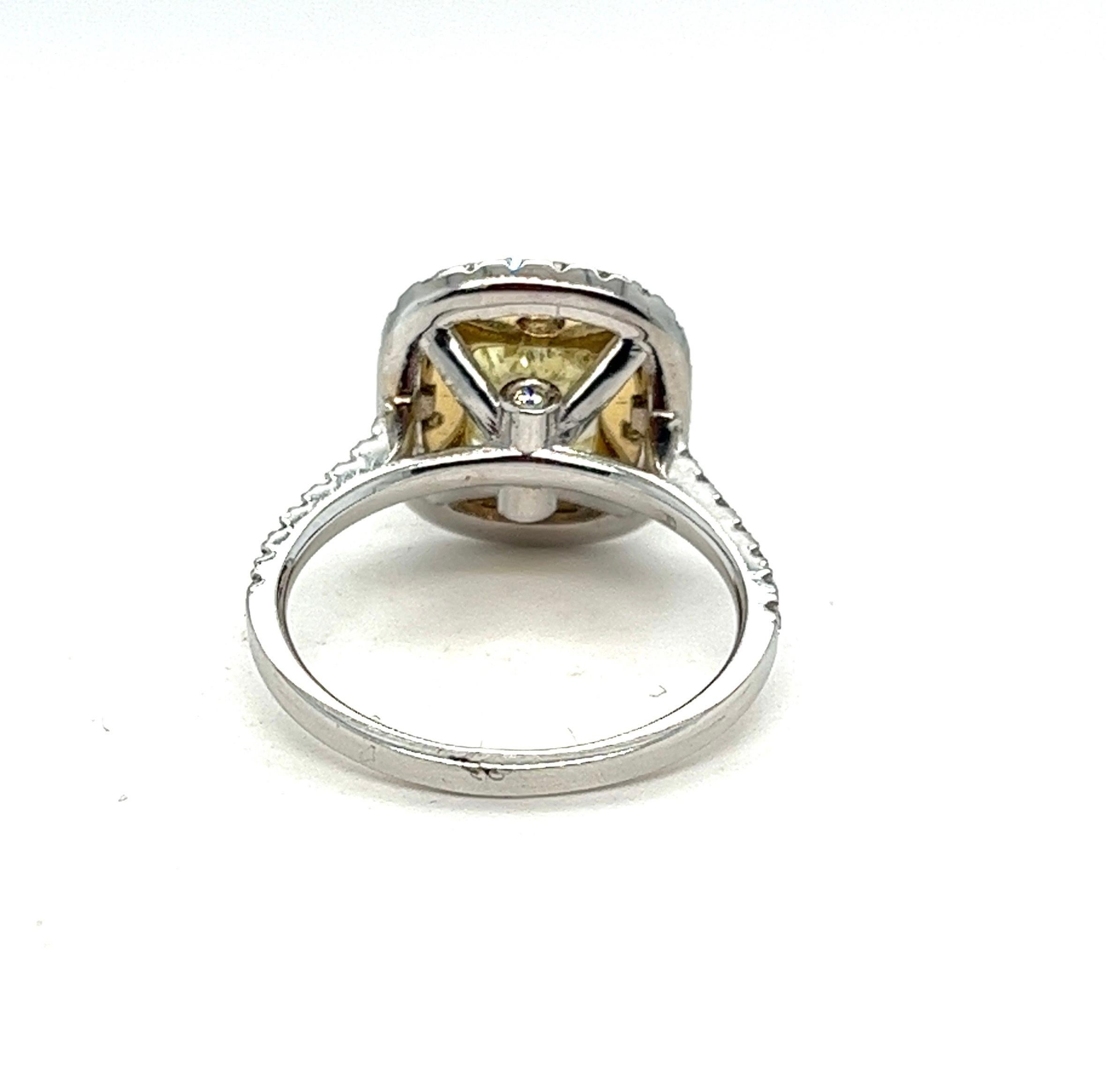 Cushion-Cut Yellow Diamond Halo Engagement Ring, 3.02 ctw. 3