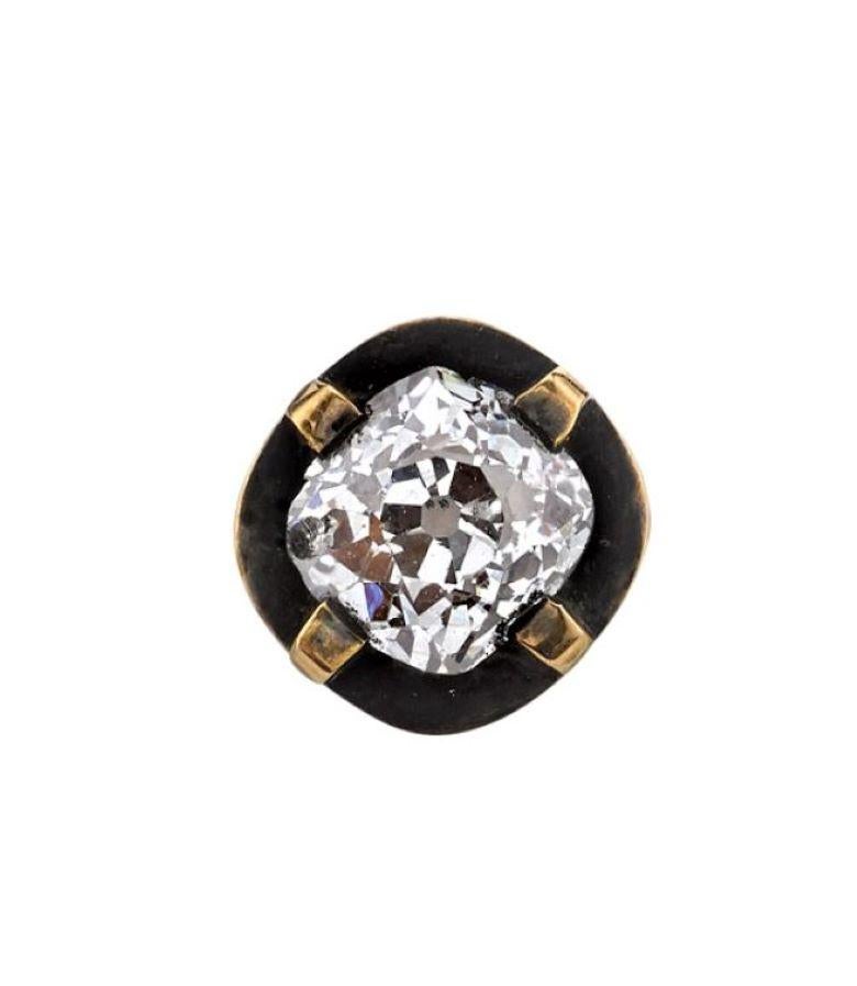 0.88ct H/SI Cushion cut diamonds set in handcrafted 18k oxidized yellow gold mountings. Old world meets modern styling in these super wearable stud earrings.