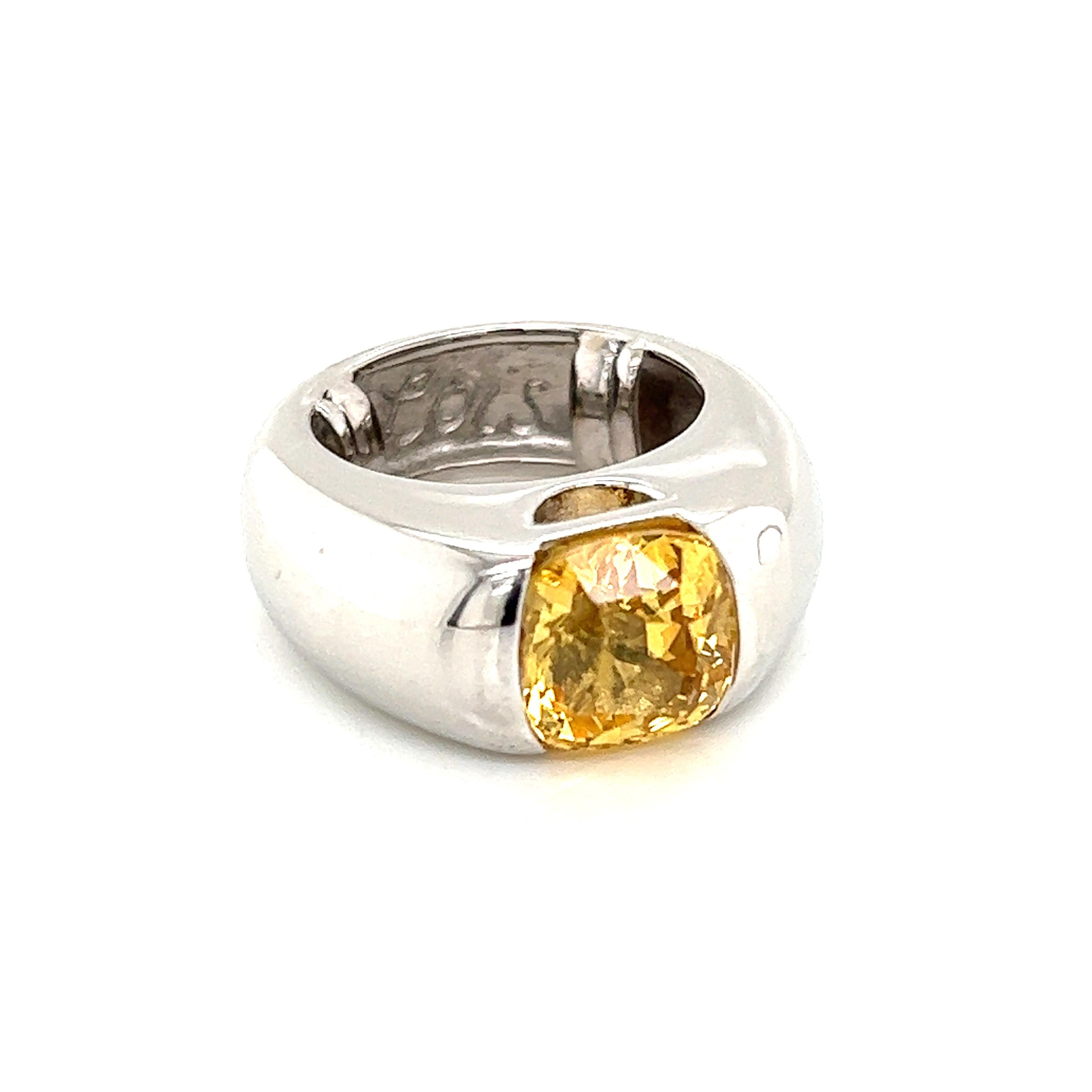 Anello con zaffiro giallo taglio cuscino di circa 4,98 carati in platino, misura 7 In condizioni Nuovo in vendita a New York, NY