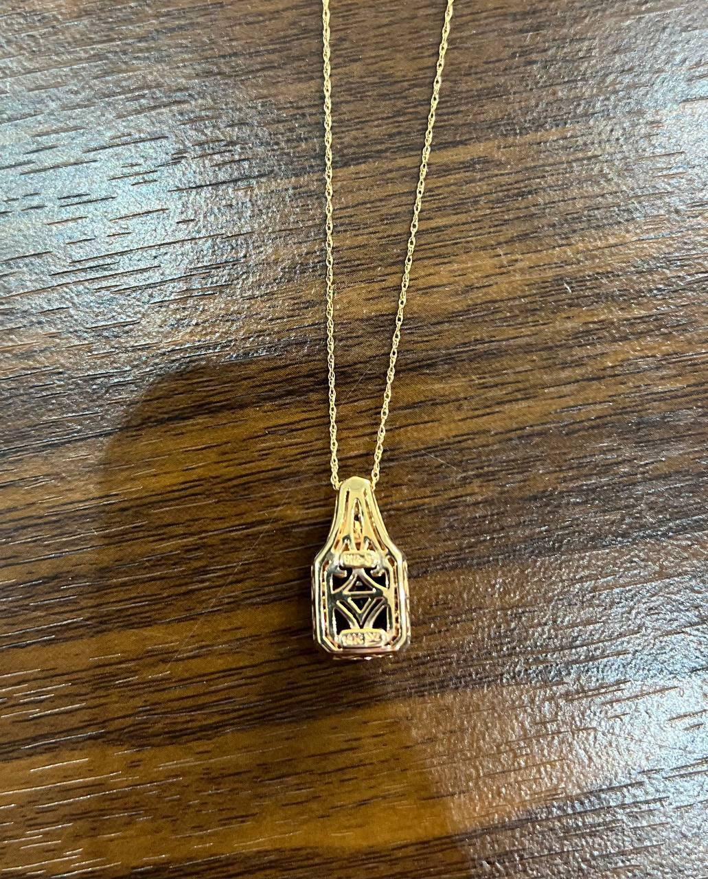 Cushion Dark Red Garnet Champagne Diamond Halo 14K Rose Gold Pendant Necklace For Sale 3