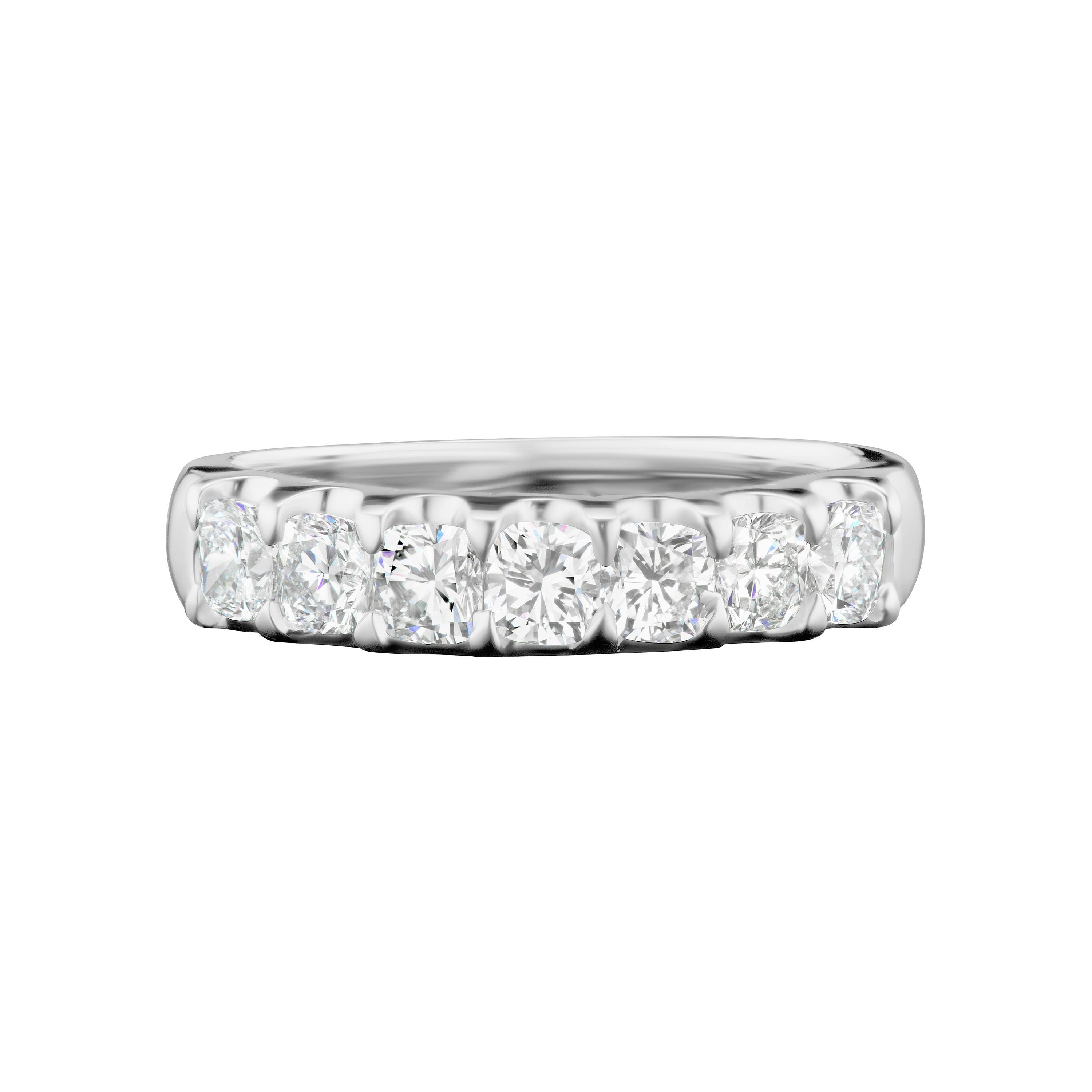 Cushion Diamond Anniversary Ring in 14 Karat White Gold For Sale