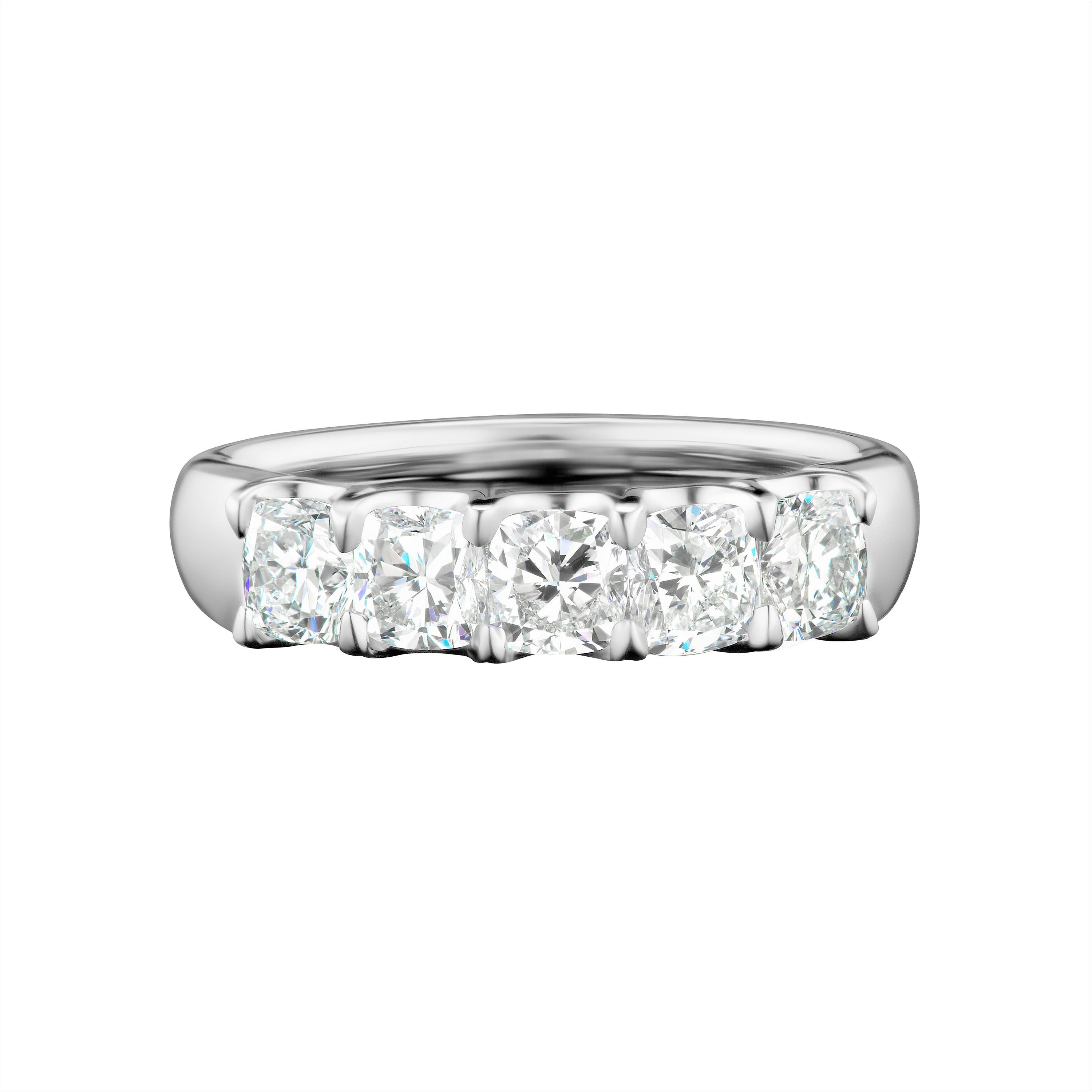 Cushion Diamond Anniversary Ring in 18 Karat White Gold For Sale