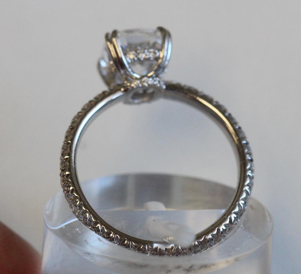 2.5 carat cushion cut diamond engagement ring