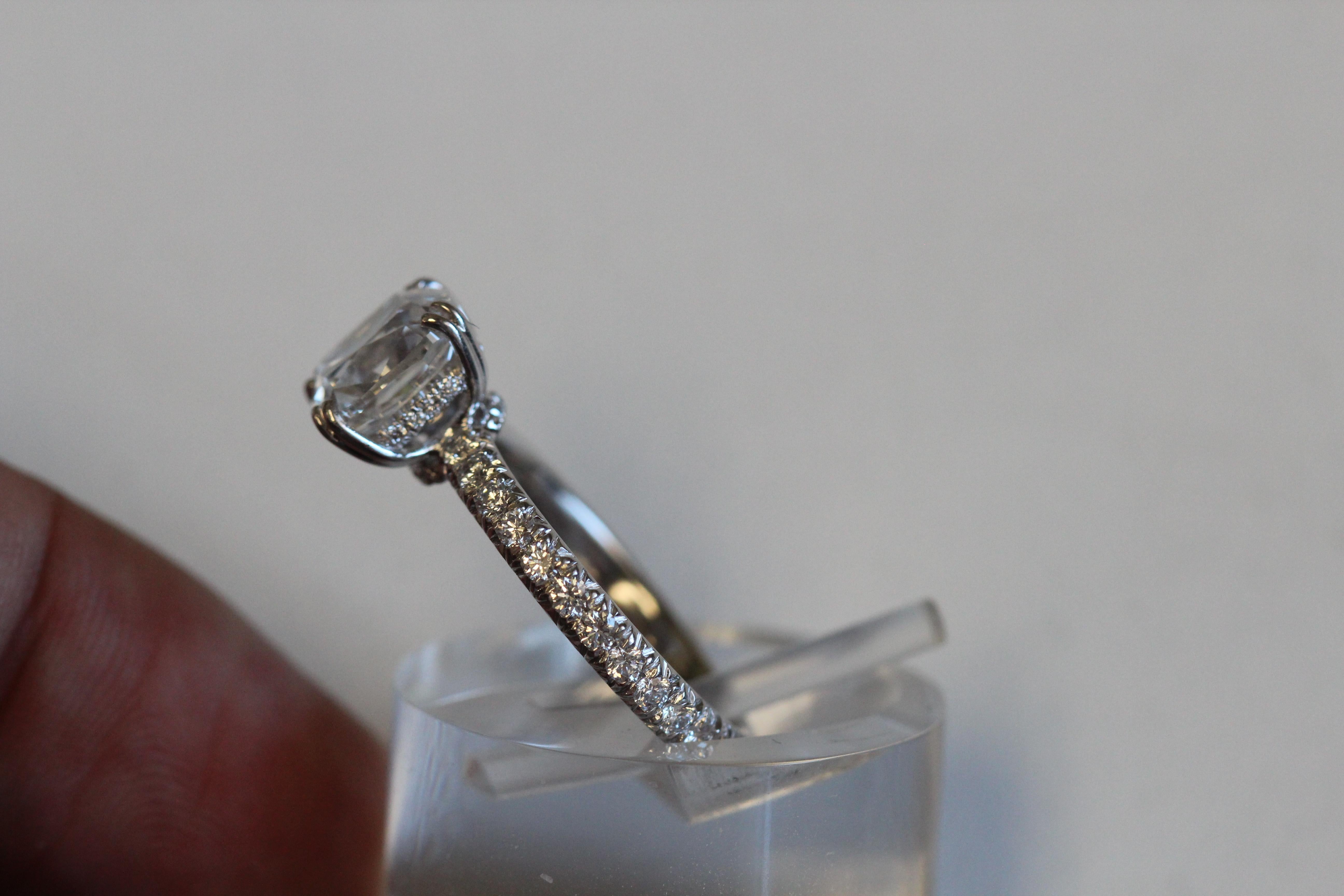 2.5 carat cushion cut diamond ring