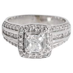 Cushion Diamond Engagement Ring in 14K White Gold E-F SI1-SI2 0.98 CTW
