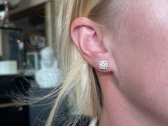 Cushion Diamond Halo Diamond Stud Earrings 14k White Gold
