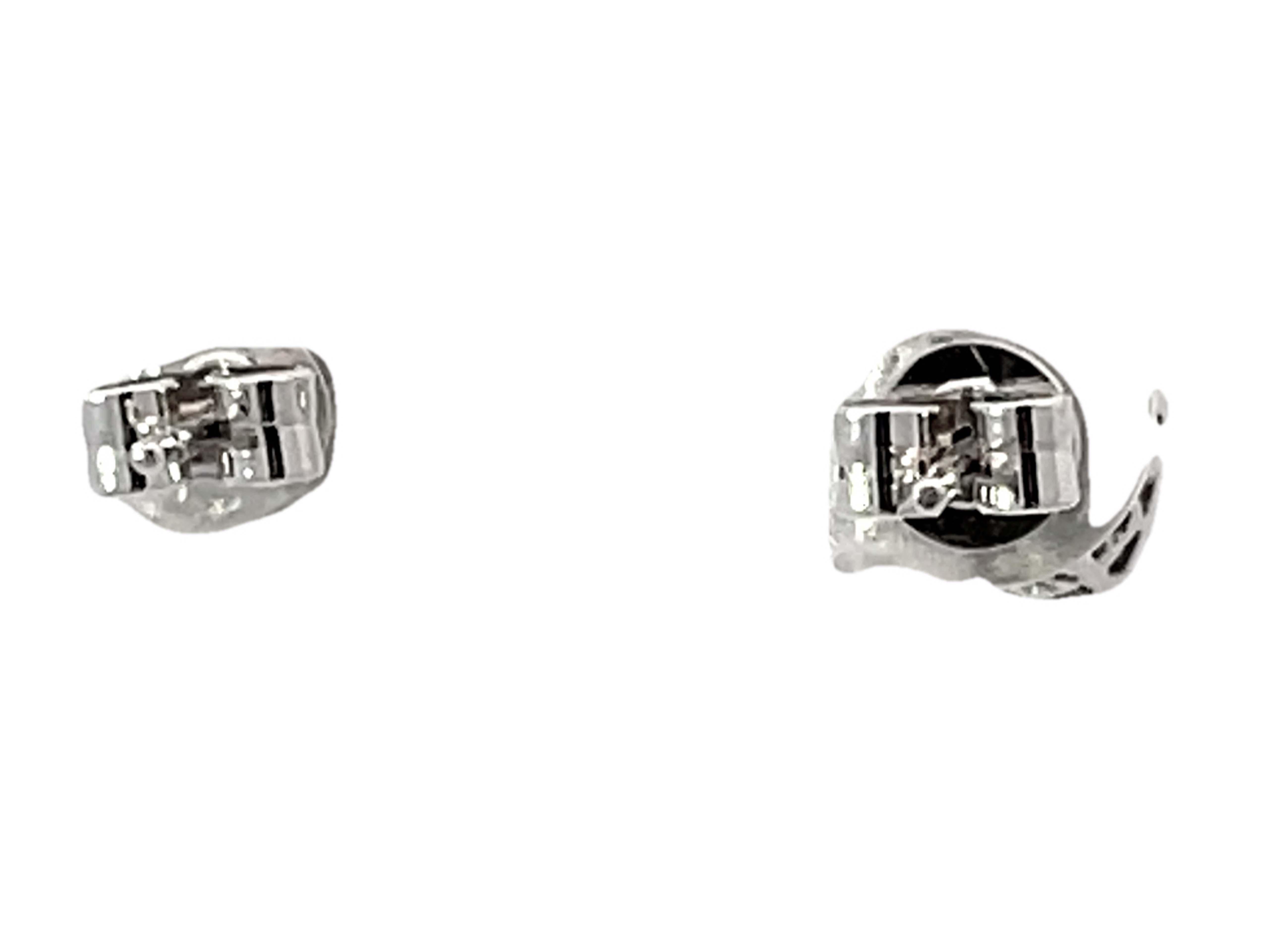 Cushion Diamond Halo Diamond Stud Earrings 14k White Gold For Sale 1