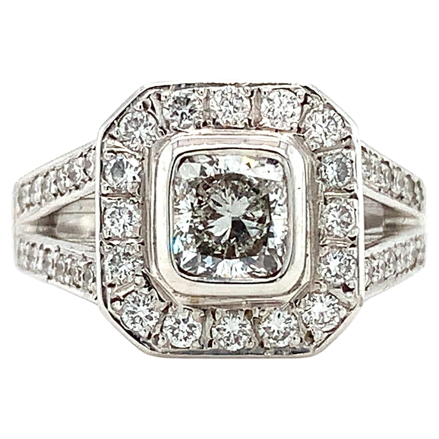 Cushion-Diamant-Halo-Verlobungsring 18k Weißgold