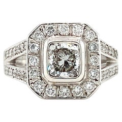 Cushion-Diamant-Halo-Verlobungsring 18k Weißgold