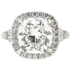 Cushion Diamond Halo Engagement Ring, GIA Certified