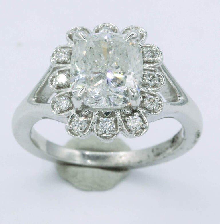 Cushion Diamond Halo Engagement Ring with IGI Certified For Sale at ...