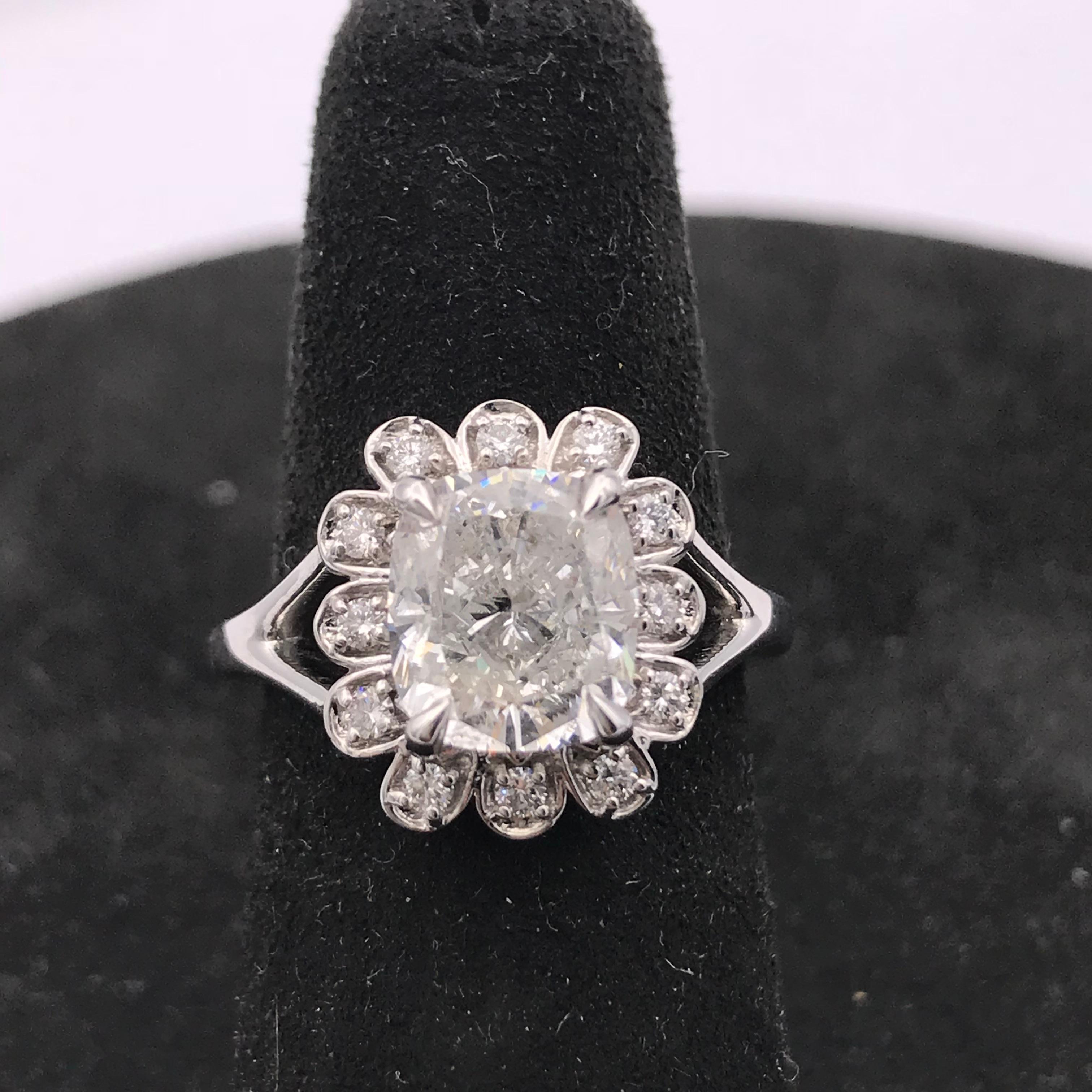 Women's Cushion Diamond Halo Engagement Ring with IGI Certified