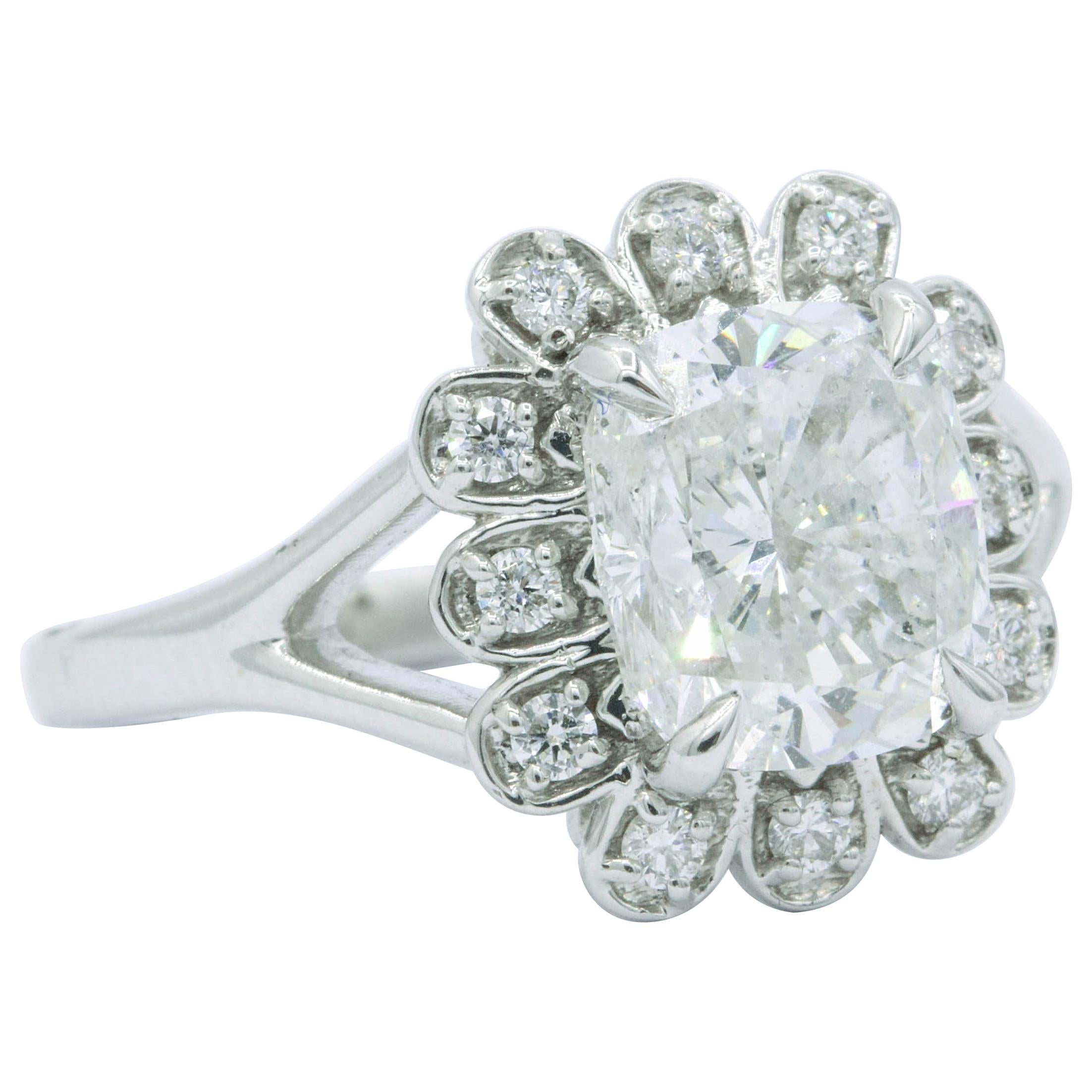 Cushion Diamond Halo Engagement Ring with IGI Certified