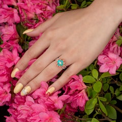 Cushion Diamond with 4 Natural Brazil Paraibas 18 Karat Rose Gold Platinum Ring