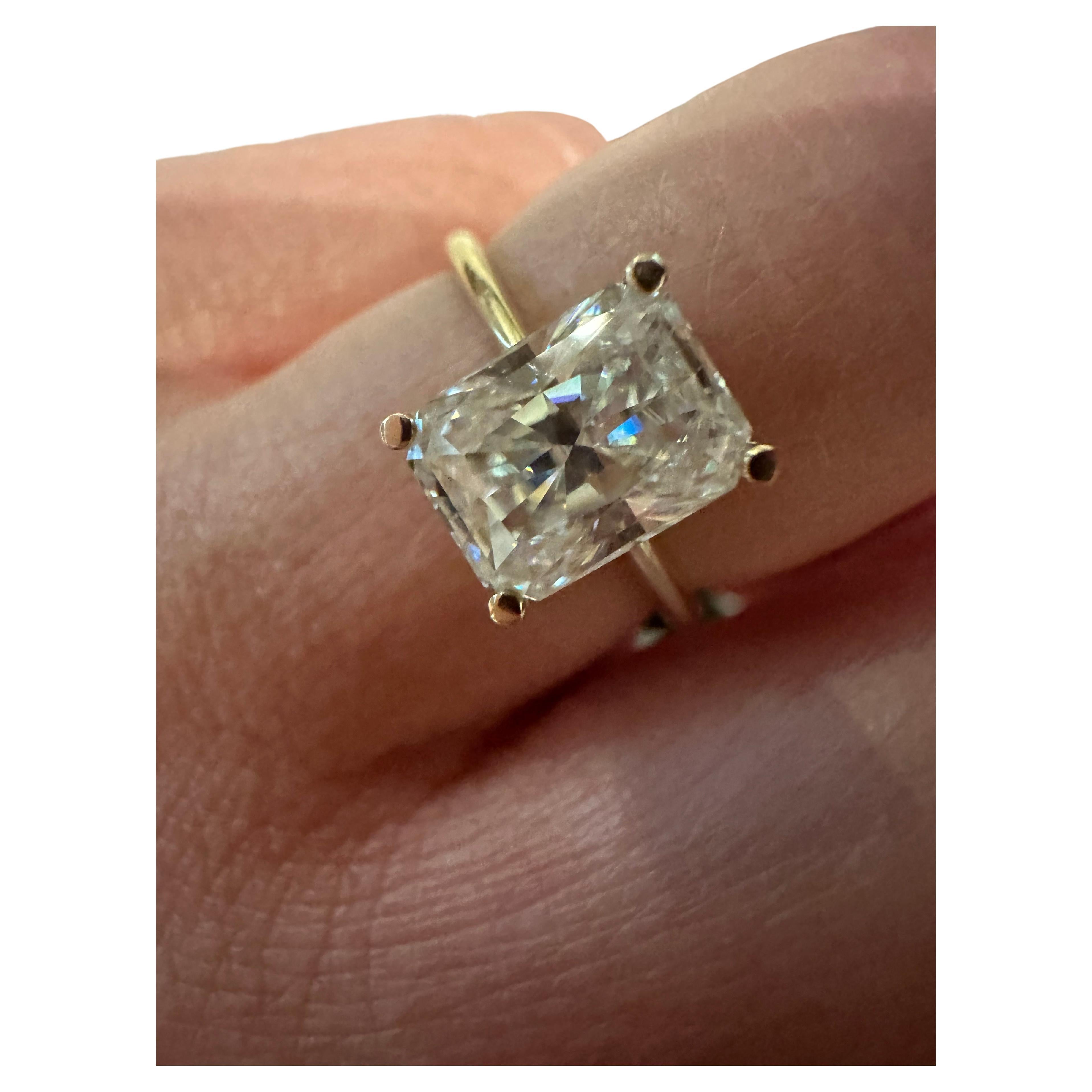 Cushion engagement ring 18KT yellow gold stunning 2.20ct moissanite ring