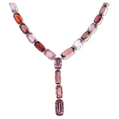 Cushion Fancy Red and Pastel NO HEAT Spinel GIA Lariat Gold Necklace