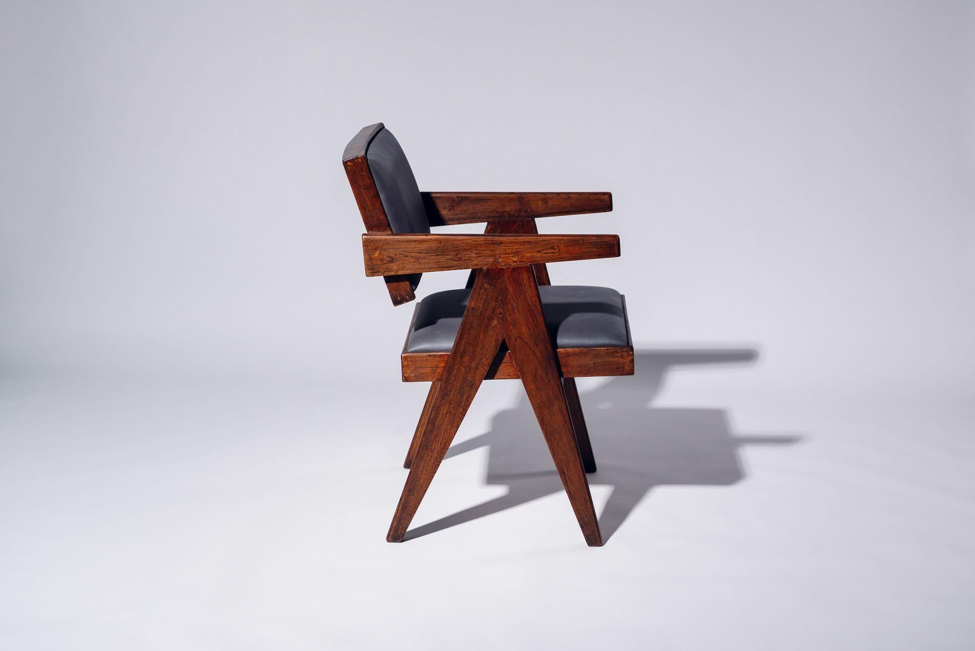 20th Century Cushion Floating Back Chair by Pierre Jeanneret for Chandigarh, Circa 1955-56 For Sale