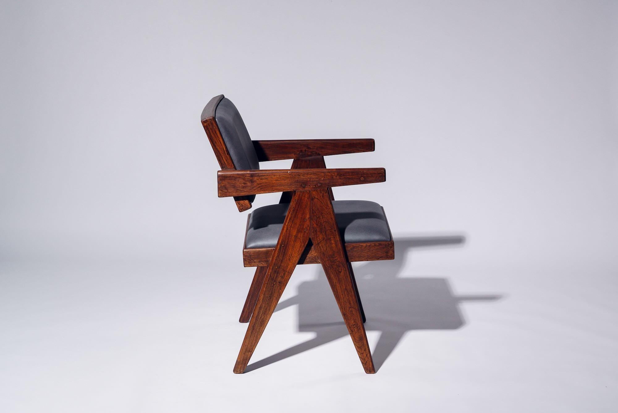 XX secolo Cushion Floating Back Chair by Pierre Jeanneret for Chandigarh, Circa 1955-56 in vendita