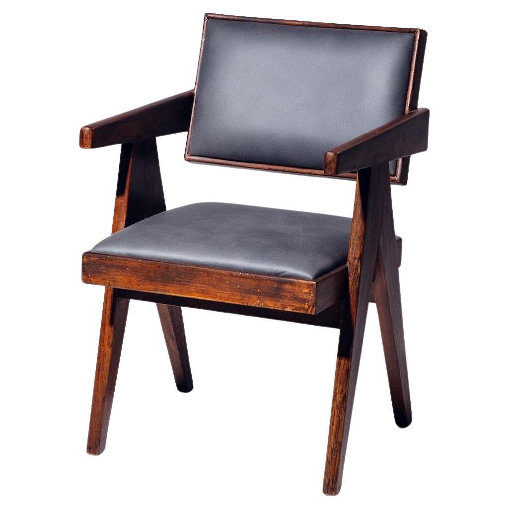 Cushion Floating Back Chair by Pierre Jeanneret for Chandigarh, Circa 1955-56