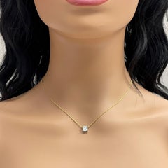 Cushion GIA Certified 1 Ct HVS2 Solitaire Pendant in Adjustable Gold Wheat Chain