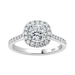 Cushion GIA Certified 1.00 Carat Halo Diamond Engagement Ring
