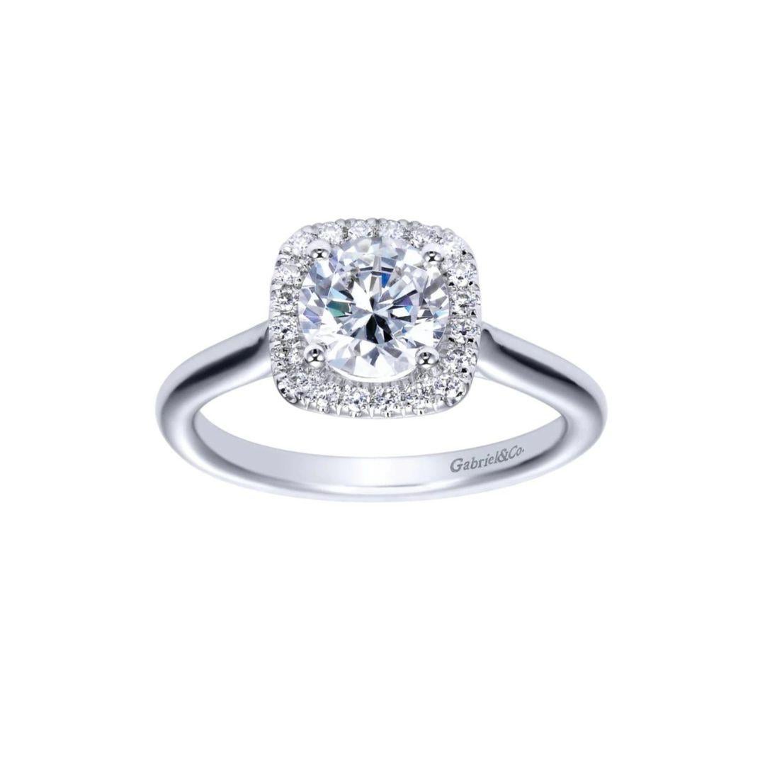Cushion Halo Diamond Engagement Mounting In New Condition For Sale In Stamford, CT