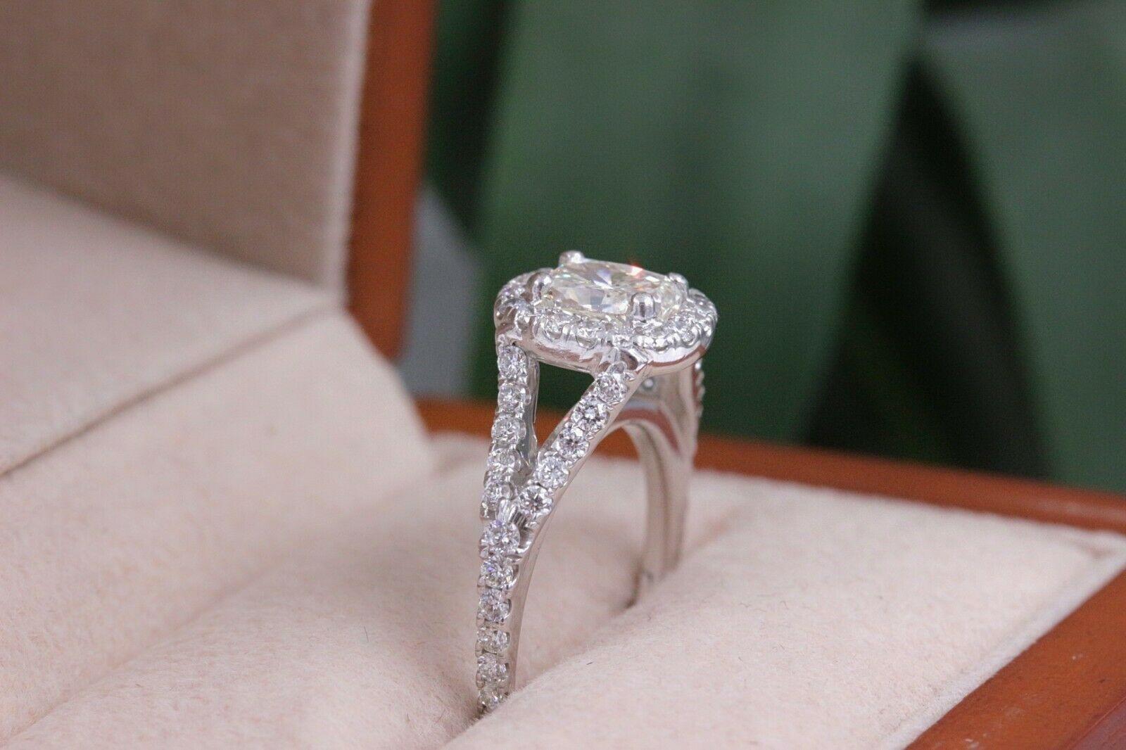 cushion halo diamond band engagement ring