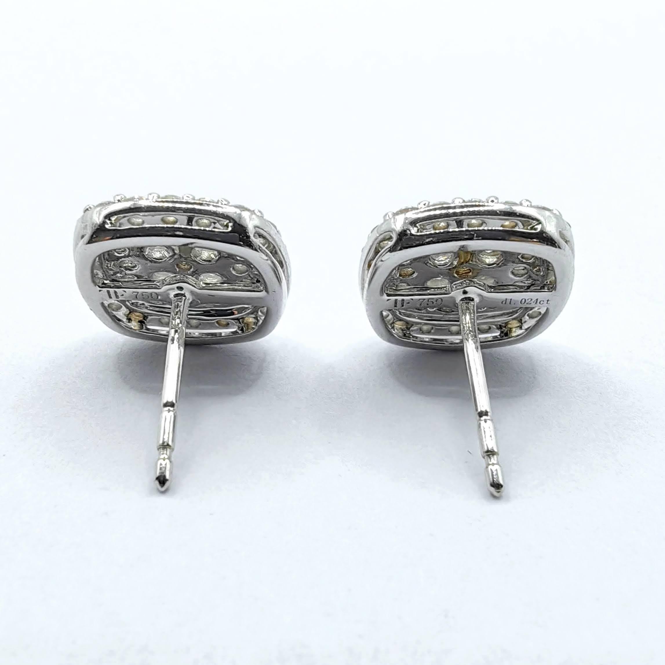 10nmm Cushion Illusion Round Diamond Cluster Ohrstecker aus 18K Weißgold im Angebot 6