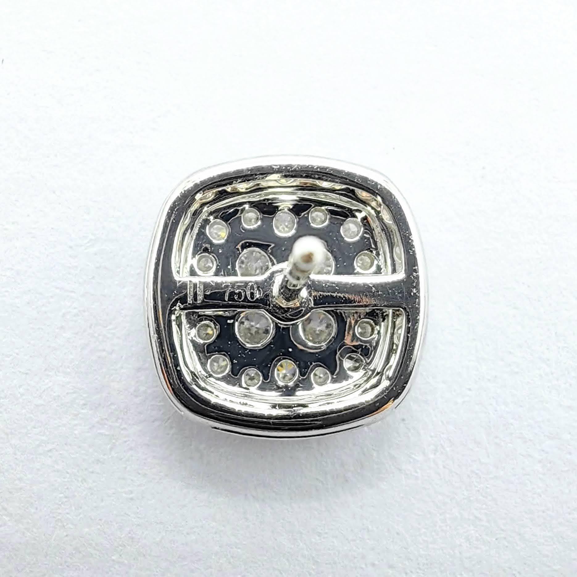 10nmm Cushion Illusion Round Diamond Cluster Ohrstecker aus 18K Weißgold im Angebot 10