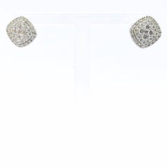 Bespoke 10mm Cushion Illusion Round Diamond Cluster Stud Earrings 18K White Gold