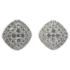 10nmm Cushion Illusion Round Diamond Cluster Ohrstecker aus 18K Weißgold