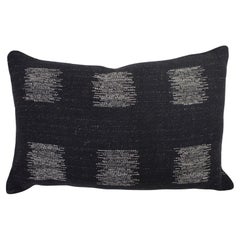 Cushion in Black with Double Tinsel Trim and Linen Sand Back