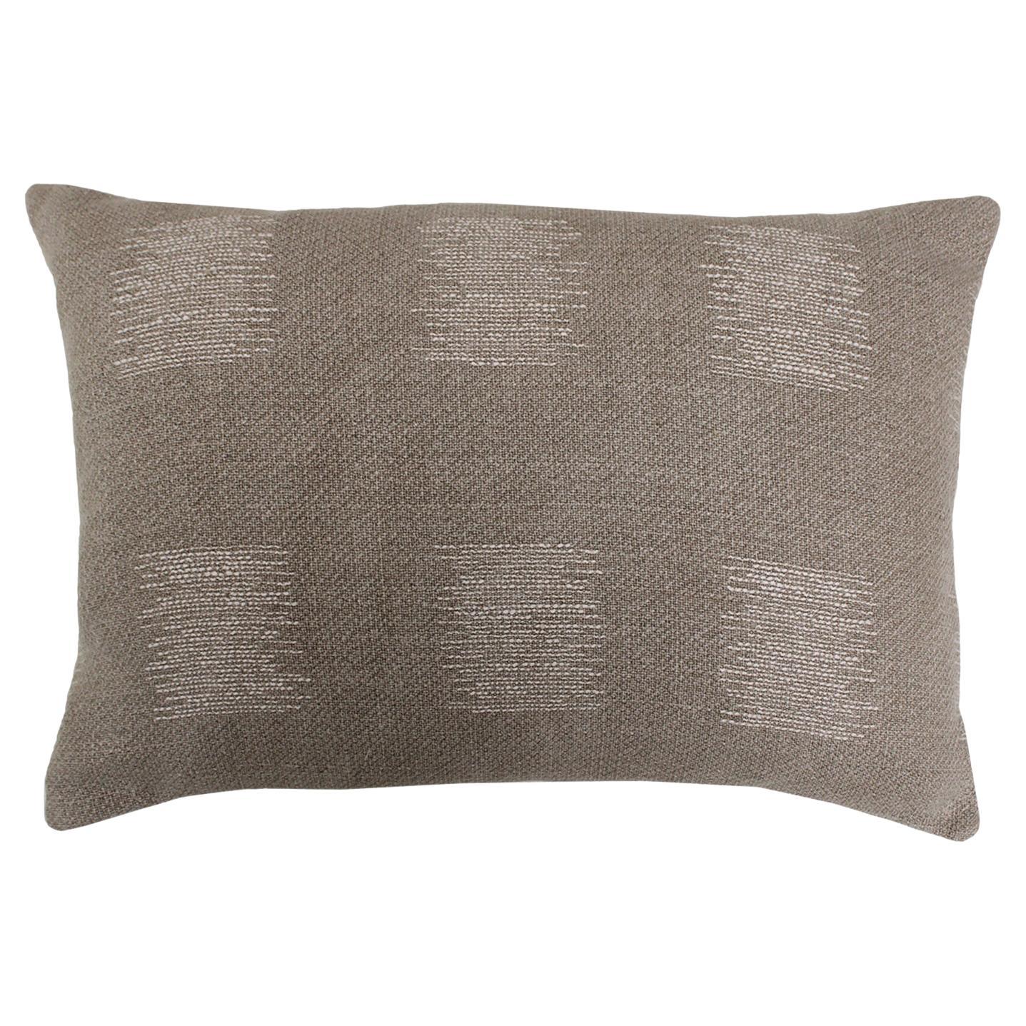 Cushion in Sand Linen with Double Tinsel Trim and Linen White Back For Sale