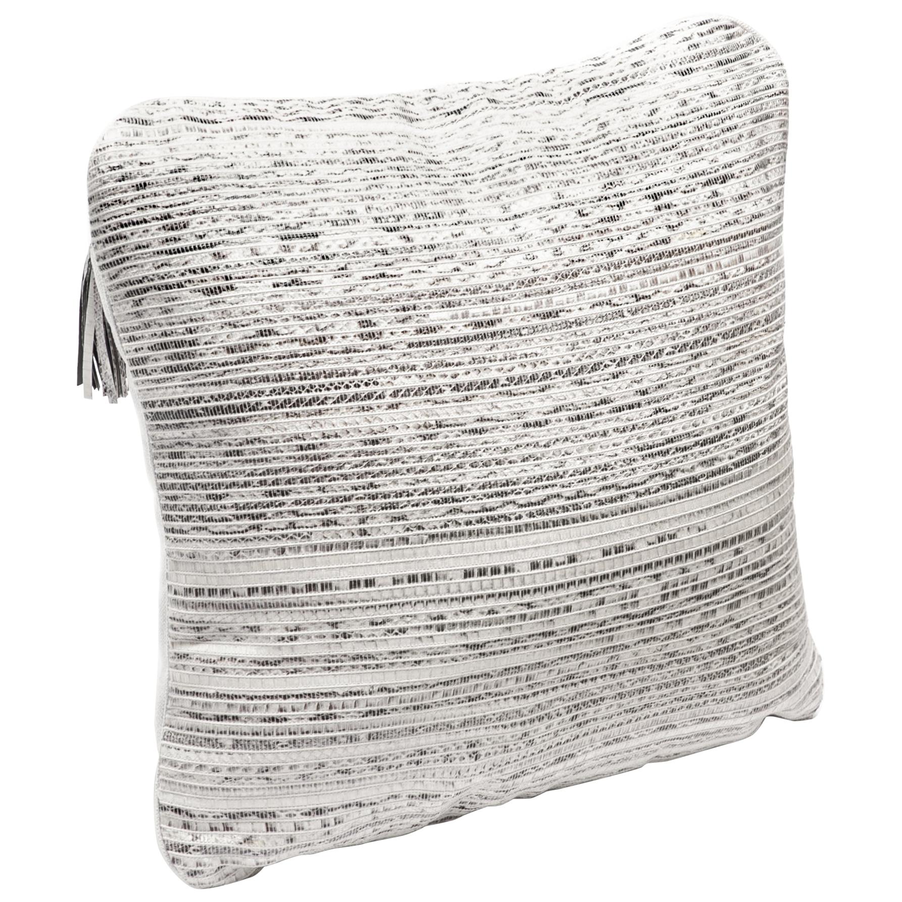 Cushion in Woven Snakeskin by Kifu Paris For Sale