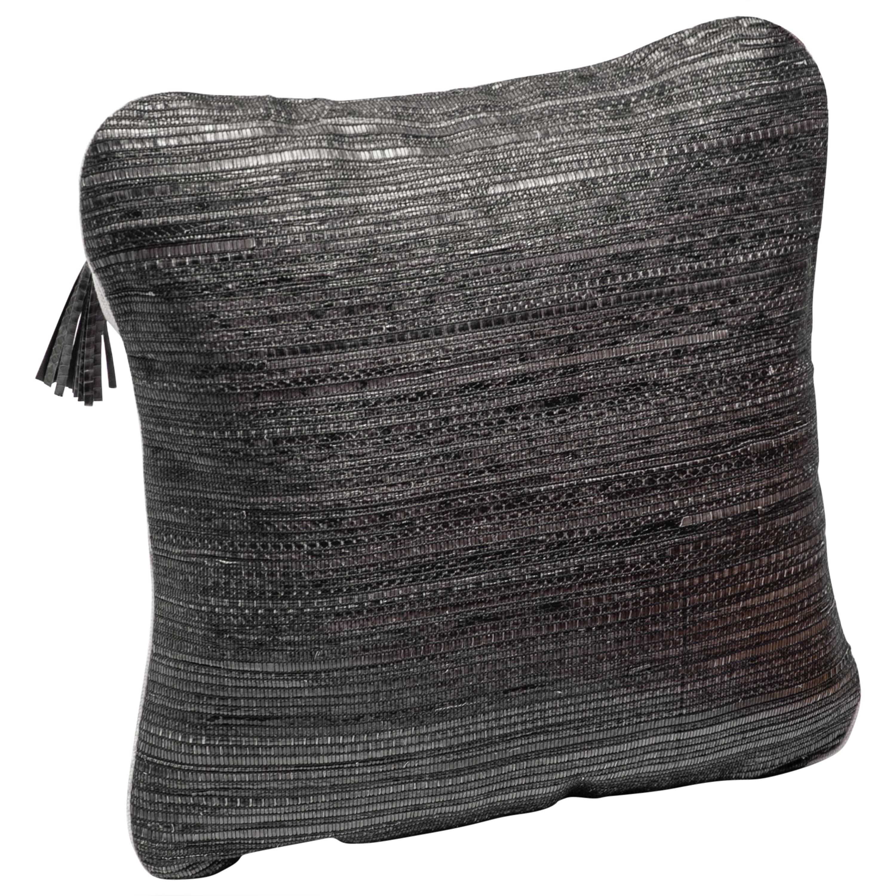 Cushion in Woven Snakeskin by Kifu Paris For Sale