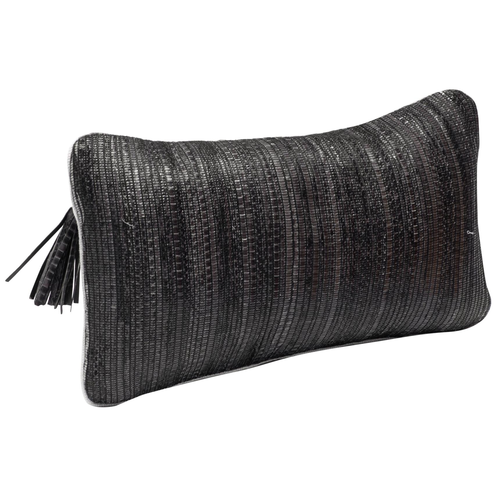 Cushion in Woven Snakeskin by Kifu Paris For Sale