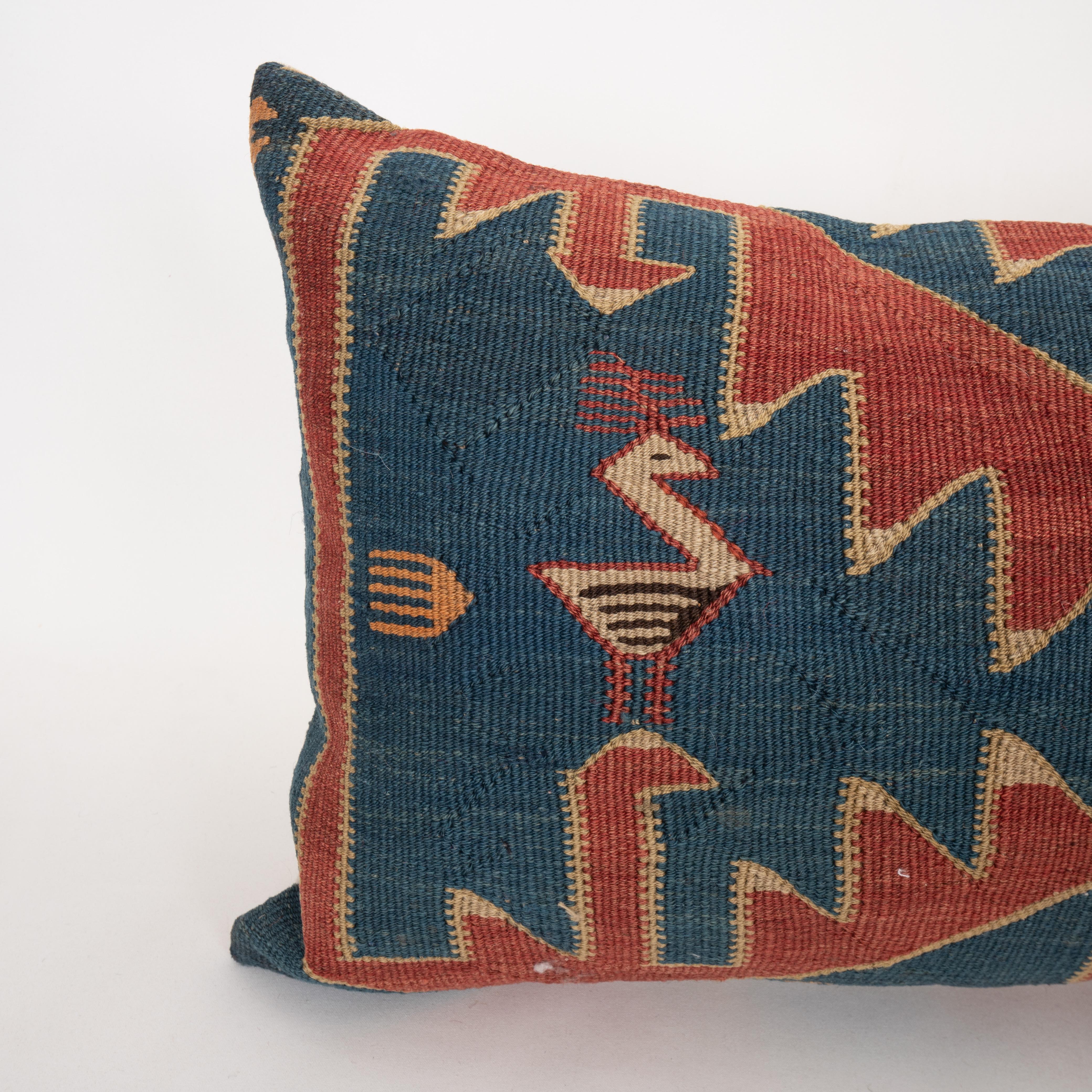 Caucasian Cushion Made from an Antique Avar Kilim from Dagestan , Early 20th C. For Sale