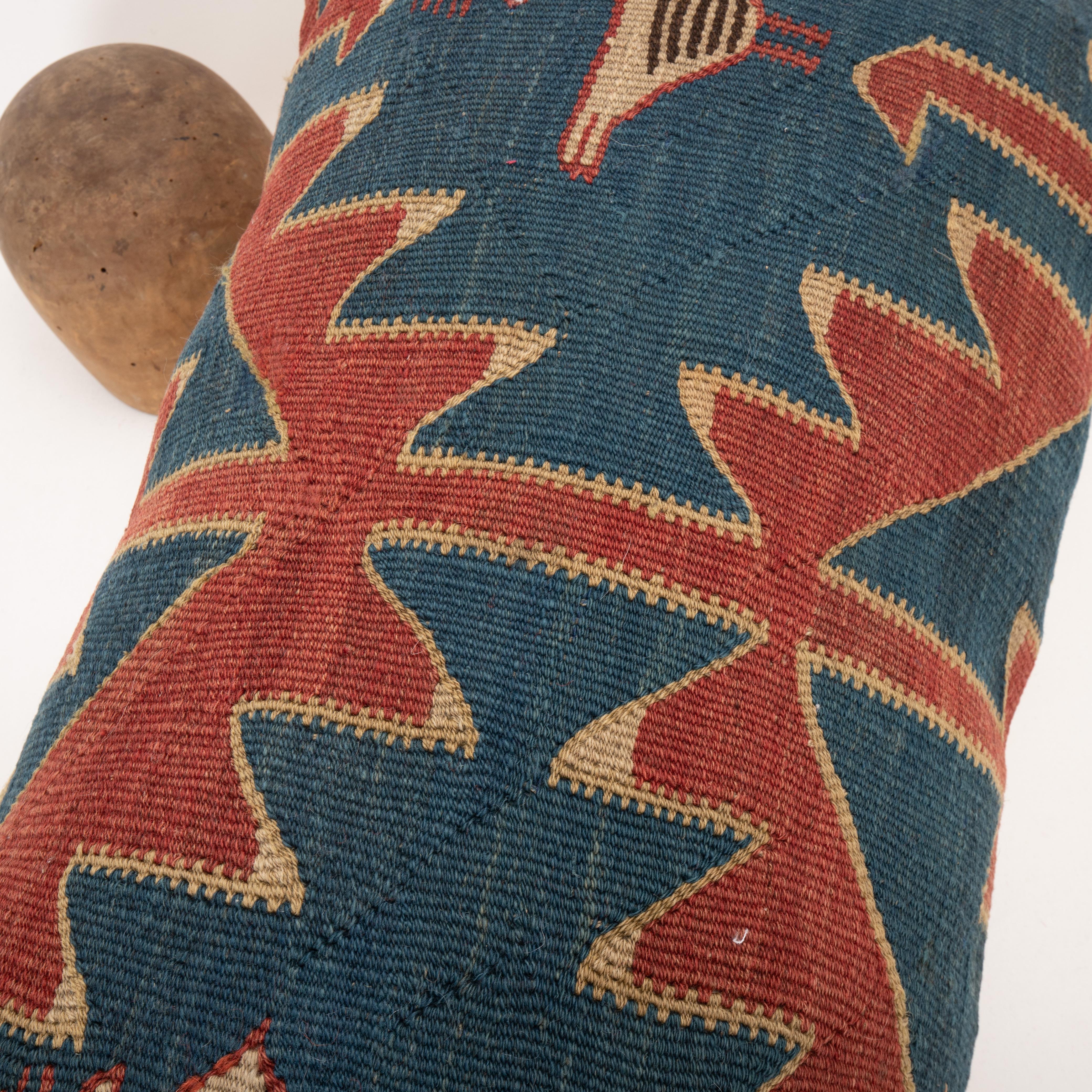 20th Century Cushion Made from an Antique Avar Kilim from Dagestan , Early 20th C. For Sale