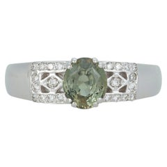 Cushion Natural Color Change Alexandrite Diamond Vintage Antique Inspired Ring