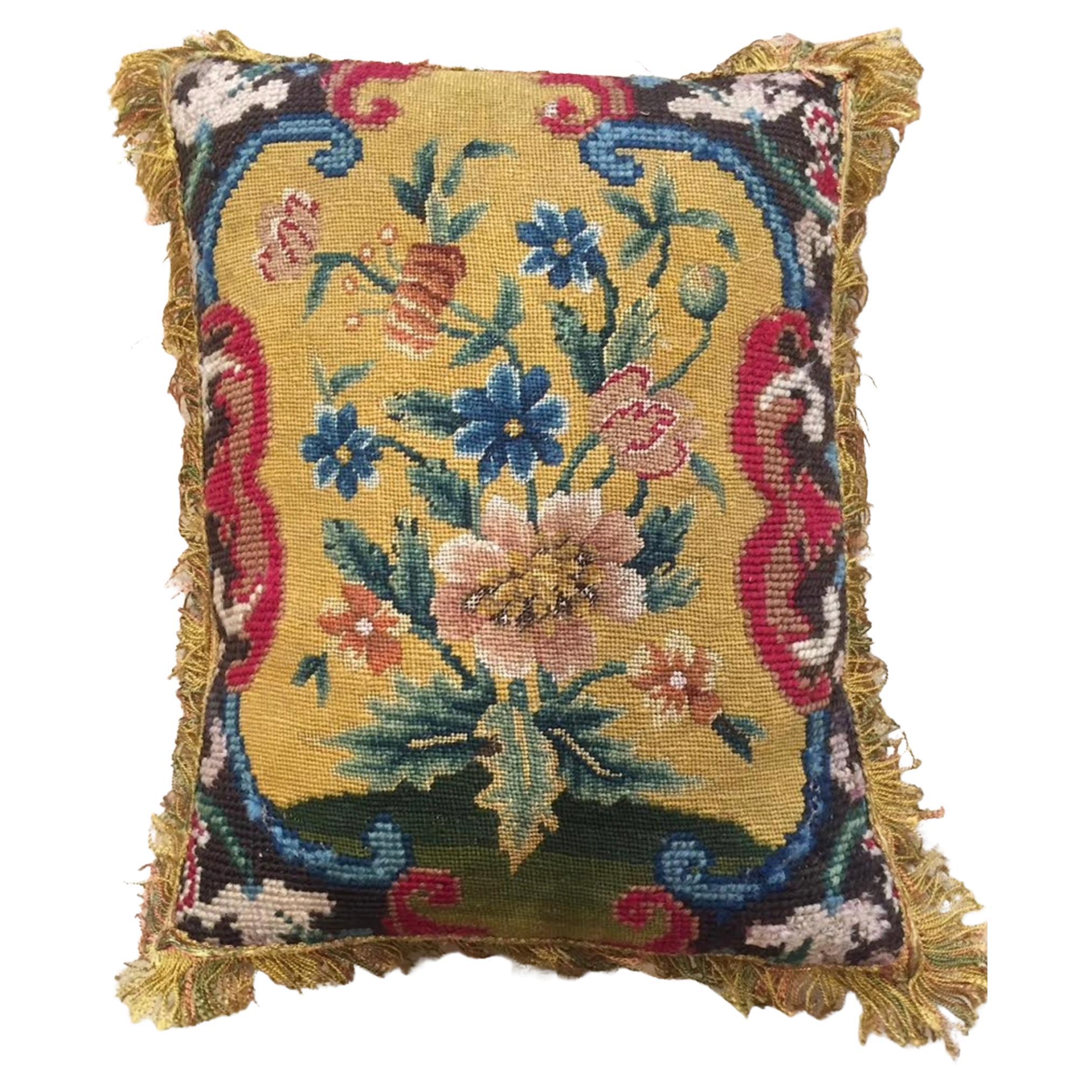 Cushion of Mid - 18th Century French Needlework For Sale