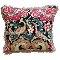 Cushion of Mid-18th Century French Needlework with a Black Ground