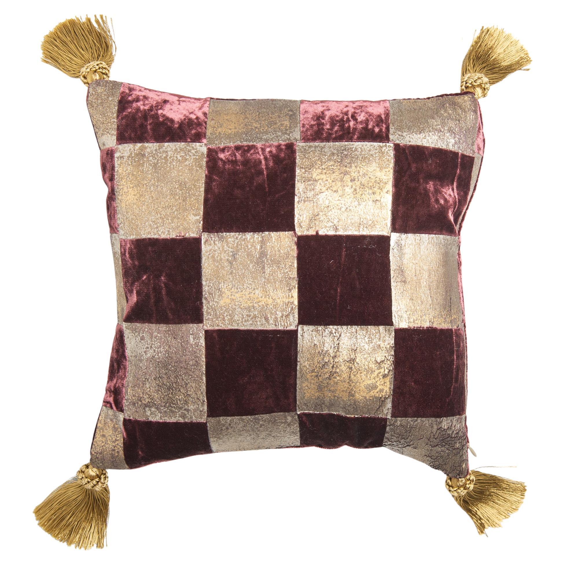  Pillow in Plum-Colored Elegant  Signed Velvet