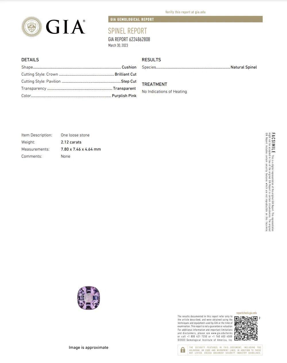 Cuscino rosa pastello e viola NO HEAT Spinello GIA Anello con dichiarazione in oro a 3 pietre in vendita 1