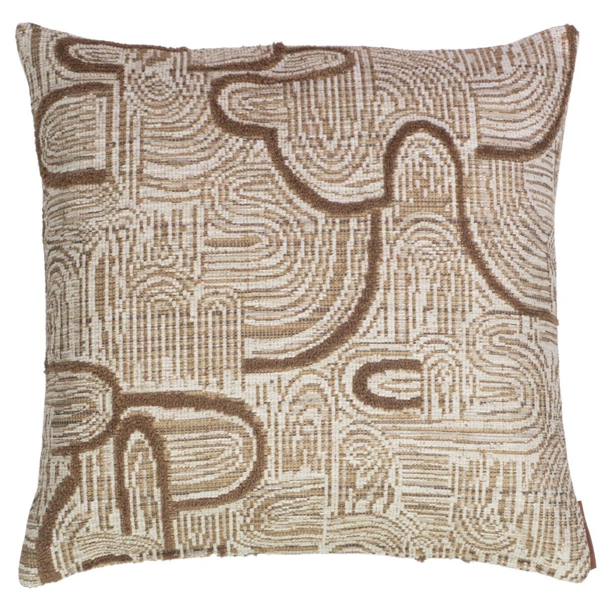 Modern Throw Patterned Pillow Camel Brown "Amsterdam" by Evolution21 For Sale